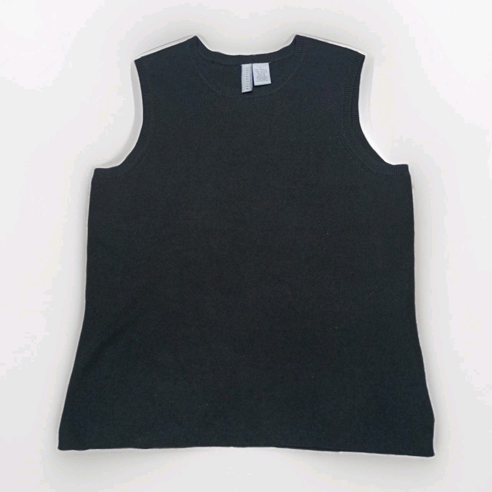 Collection By Cherokee Womens Large Tank Top Black Large Sweater Vest Knit Heavy